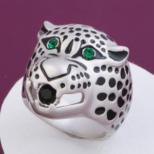 Fashion Cheetah Ring Rhinestone Eyes Size 8 or 9